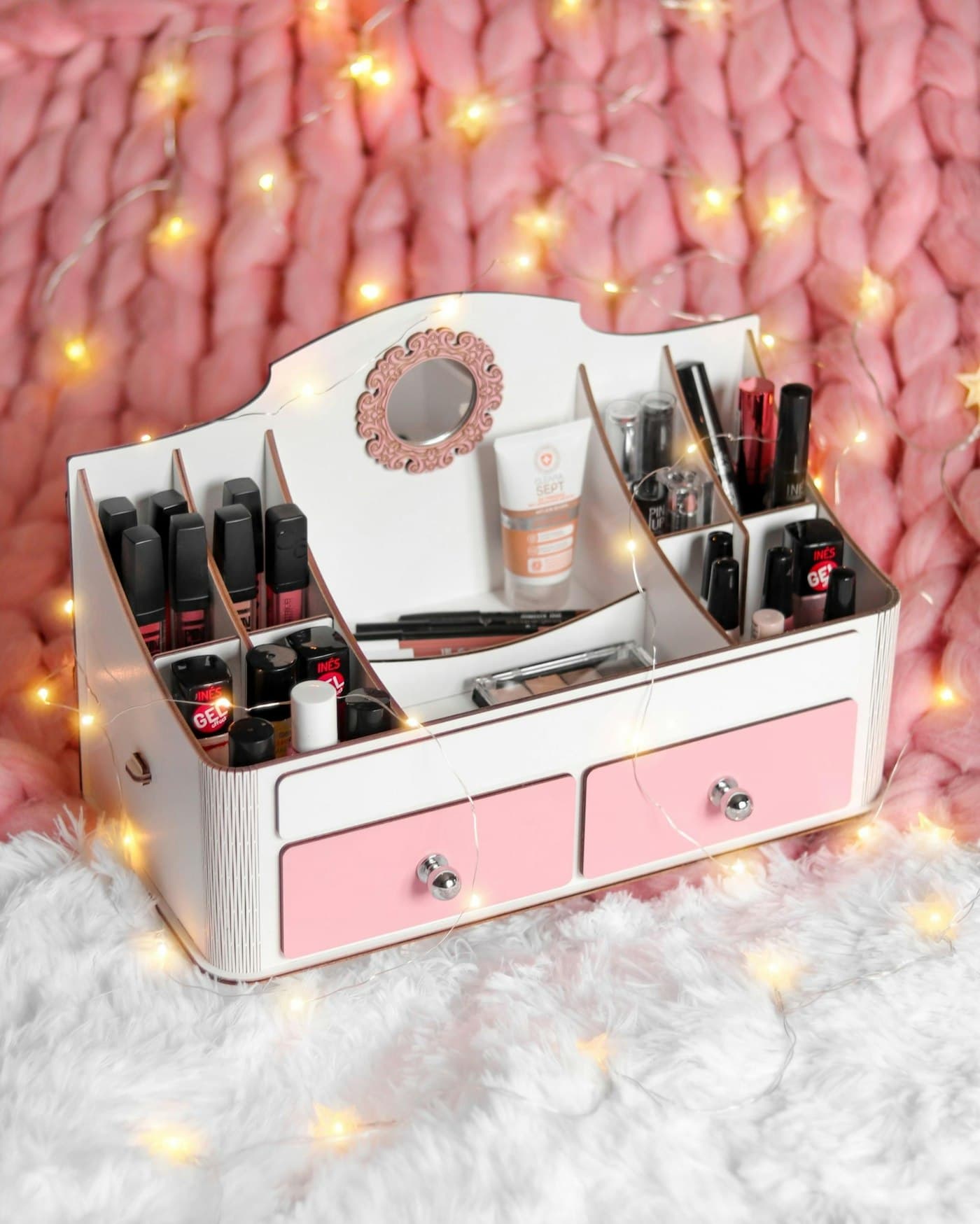 Dustproof Makeup Organiser with Drawers — Premium